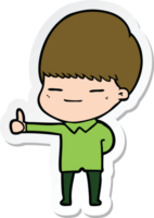 sticker of a cartoon smug boy png