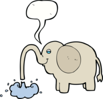 caricatura, elefante, chorros, agua, con, burbuja del discurso png