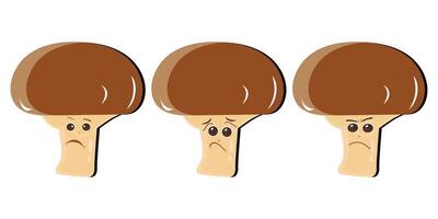 Mushroom cartoon character in various gestures, Set illustration mushroom mascot with various different expressions of cute emotion in comic style for graphic designer, vector illustration