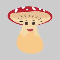 Mushroom cartoon character in various gestures, Set illustration mushroom mascot with various different expressions of cute emotion in comic style for graphic designer, vector illustration