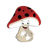 Mushroom character design different expression in vintage style, Kawaii mushroom cartoon mascot character vector illustration. Eps 10