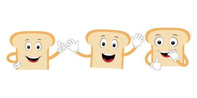 Happy Bread Slice Cartoon Mascot Character, Funny Sandwich Cartoon Vintage Bread Character Retro Style Bread Logo Vector Illustration 60s 70s Bread Retro Style