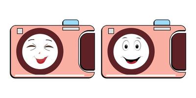 Camera Retro Mascot Character cartoon, camera mascot is smiling and with thumbs up. Vector hand drawn illustration