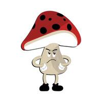 Mushroom character design different expression in vintage style, Kawaii mushroom cartoon mascot character vector illustration. Eps 10