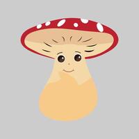 Mushroom cartoon character in various gestures, Set illustration mushroom mascot with various different expressions of cute emotion in comic style for graphic designer, vector illustration