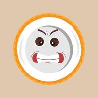 Plate cartoon character, with different expressions, happy mood, sad, angry, facial expressions, with different emotions vector