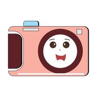 Camera Retro Mascot Character cartoon, camera mascot is smiling and with thumbs up. Vector hand drawn illustration