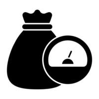 Bag with speedometer denoting concept of money indicator vector