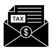 A solid design icon of financial mail vector