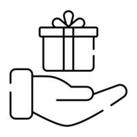 envuelto paquete en mano, editable diseño icono de oferta regalo vector