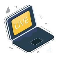 Editable design icon of live streaming vector