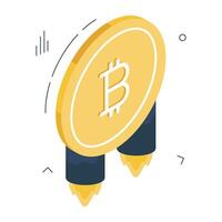 Editable design icon of bitcoin launch vector