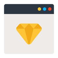 Diamond on web page, icon of premium website vector