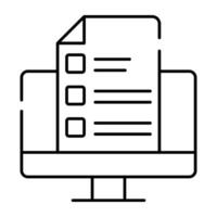 Paper inside monitor showcasing online checklist icon vector