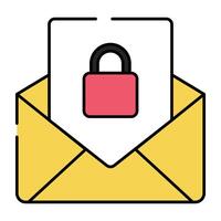Envelope with padlock, icon of secure email vector
