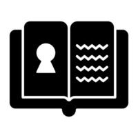 Keyhole inside book, secure book icon vector