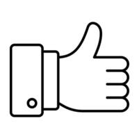 Positive feedback icon, linear design of thumbs up vector