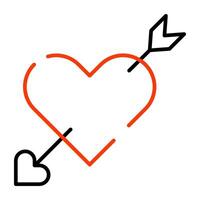 Heart with archery arrow, icon of Cupid heart vector