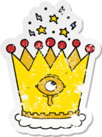 distressed sticker of a cartoon magic crown png