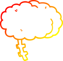 warm gradient line drawing of a cartoon brain png