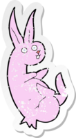 adesivo retrô angustiado de um coelho de desenho animado png