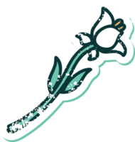 iconic distressed sticker tattoo style image of a lily png