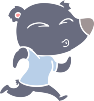 flat color style cartoon jogging bear png