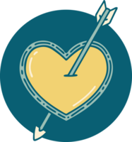 iconic tattoo style image of an arrow and heart png