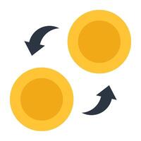 Coins with arrows, flat design of currency exchange vector