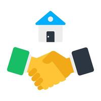 Building with handshake, icon of home contract vector