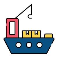 A flat design icon of cargo boat loading vector