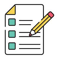 Paper with pencil showcasing checklist icon vector