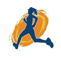 Silhouette of a sporty woman in running pose. Silhouette of a female run pose. vector