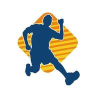 Silhouette of a sporty man in running pose. Silhouette of a male run pose. vector