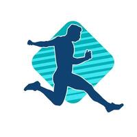 Silhouette of a sporty man in running pose. Silhouette of a male run pose. vector