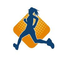 Silhouette of a sporty woman in running pose. Silhouette of a female run pose. vector