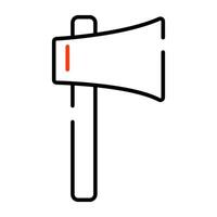 Wood cutting tool icon, linear design of axe vector