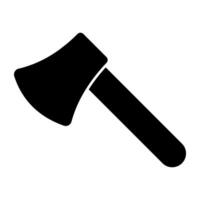 Wood cutting tool icon, solid design of axe vector