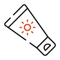 Sun on bottle denoting concept of suntan cream vector