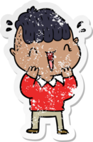 distressed sticker of a cartoon happy boy surprised png