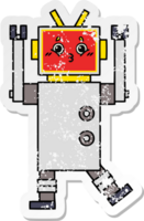 distressed sticker of a cute cartoon robot png