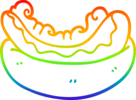 arco iris degradado línea dibujo de un dibujos animados Pancho en un bollo png