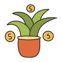 A colored design icon of money plant vector