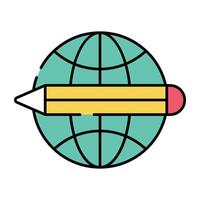 A flat design icon of global writing vector