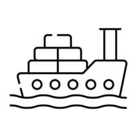 A linear design icon of cargo boat vector