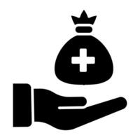 Sack on hand denoting concept of medical donation vector
