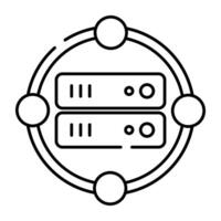 A hardware data server rack icon in linear design vector