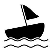 Water transport icon, solid design of boat vector