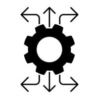 Gear with arrows, solid design of network set vector