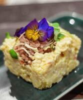 Gourmet Russian salad with top quality tuna photo